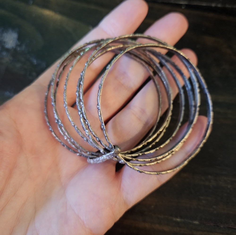 🍿Clearance🍿Vintage 7 Hammered Sterling Silver Child's Bracelets - Picture 5 of 6